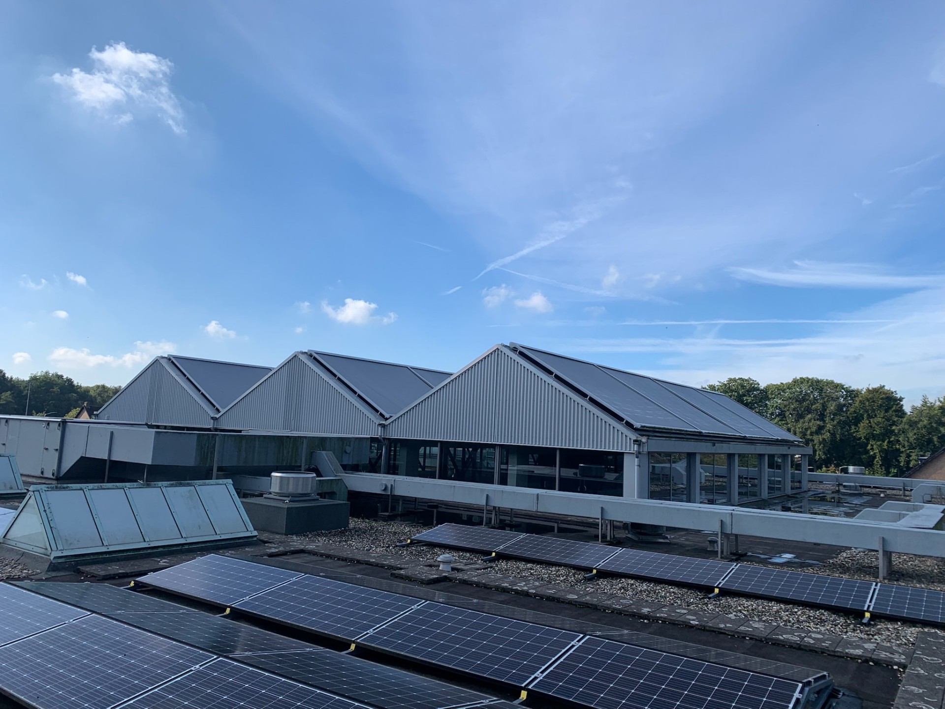 Project: zaagtanddaken school voorzien van screens met zonnepanelen